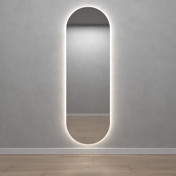 Овальное зеркало 176x56 см, с нейтральной подсветкой